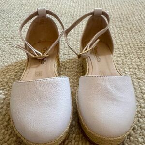 gentle soul white leather Espadrille Ankle-Strap Flats